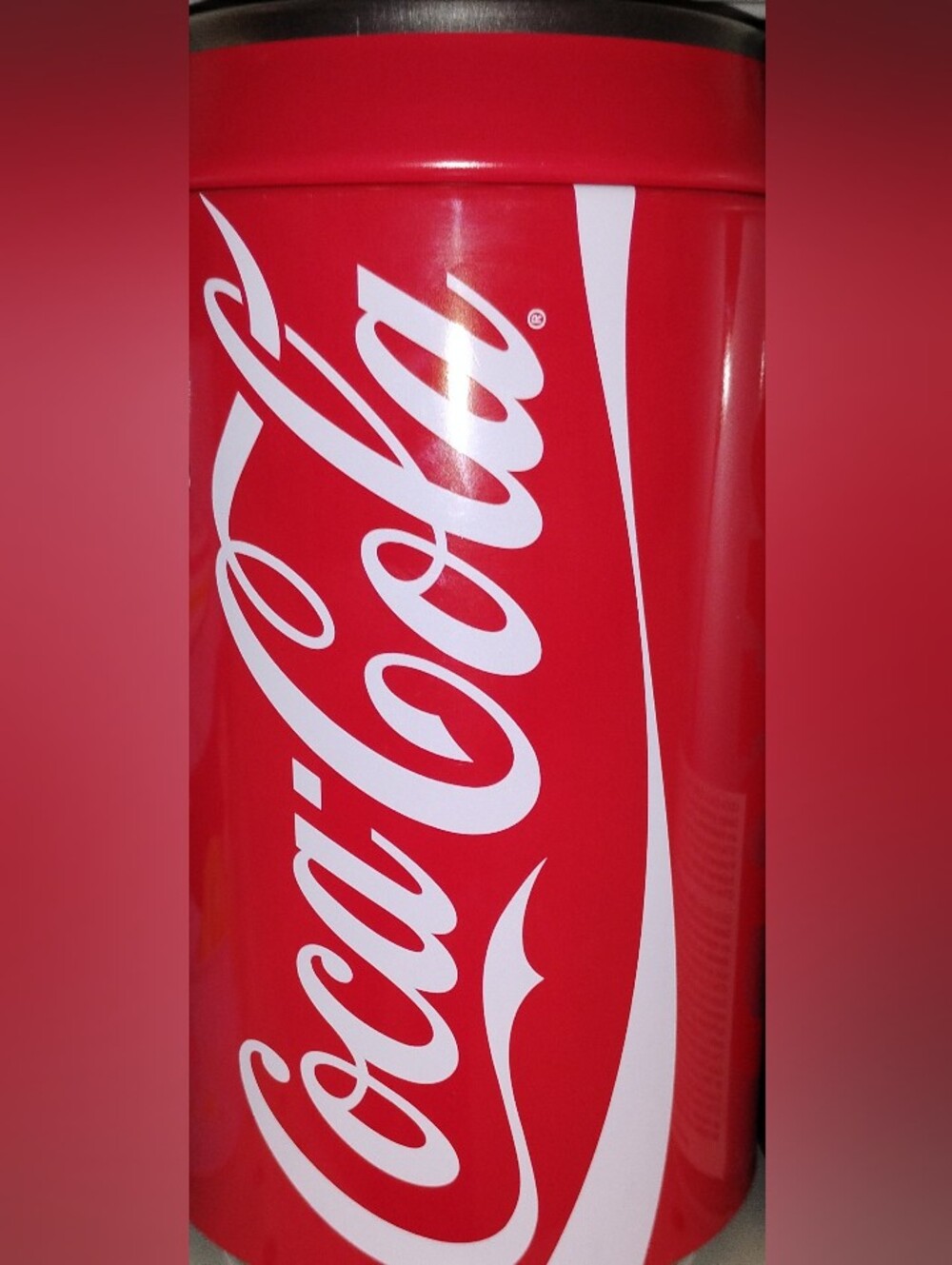 Coca Cola Bold Red Can Piggy Bank with White Script